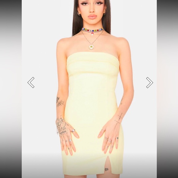 NWT Dolls Kill Yellow Sexy Tube Dress Size Large - Picture 1 of 9